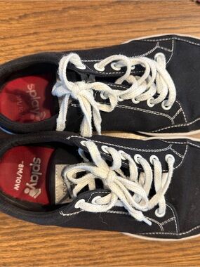 Splay Keds-style Black Canvas Sneakers with White Laces